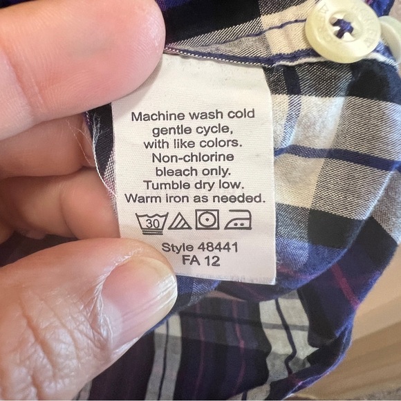 J. Crew washed tartan buttoned down purple & pink plaid XL - Picture 4 of 7